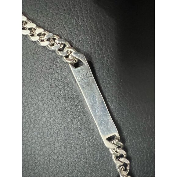 Gucci gg silver tone chain bar bracelet unisex - Picture 4 of 7